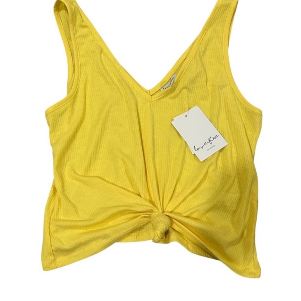Love, Fire Ribbed Front Twist Crop Tank in Yellow Size Medium NWT - Picture 1 of 2